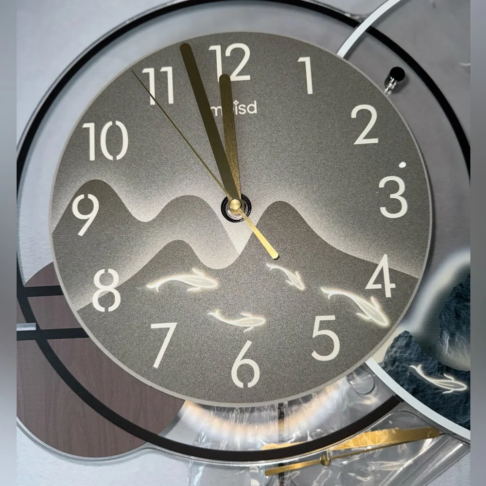 Modern Scenic Landscape Pendulum Wall Clock Art 24 IN W NIB By Meisd